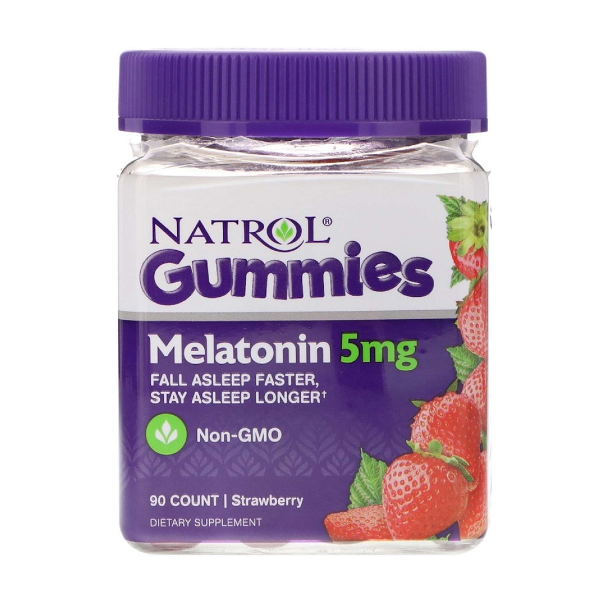Мелатонін Natrol Melatonin 5 мг, зі смаком полуниці, 90 жувальних таблеток